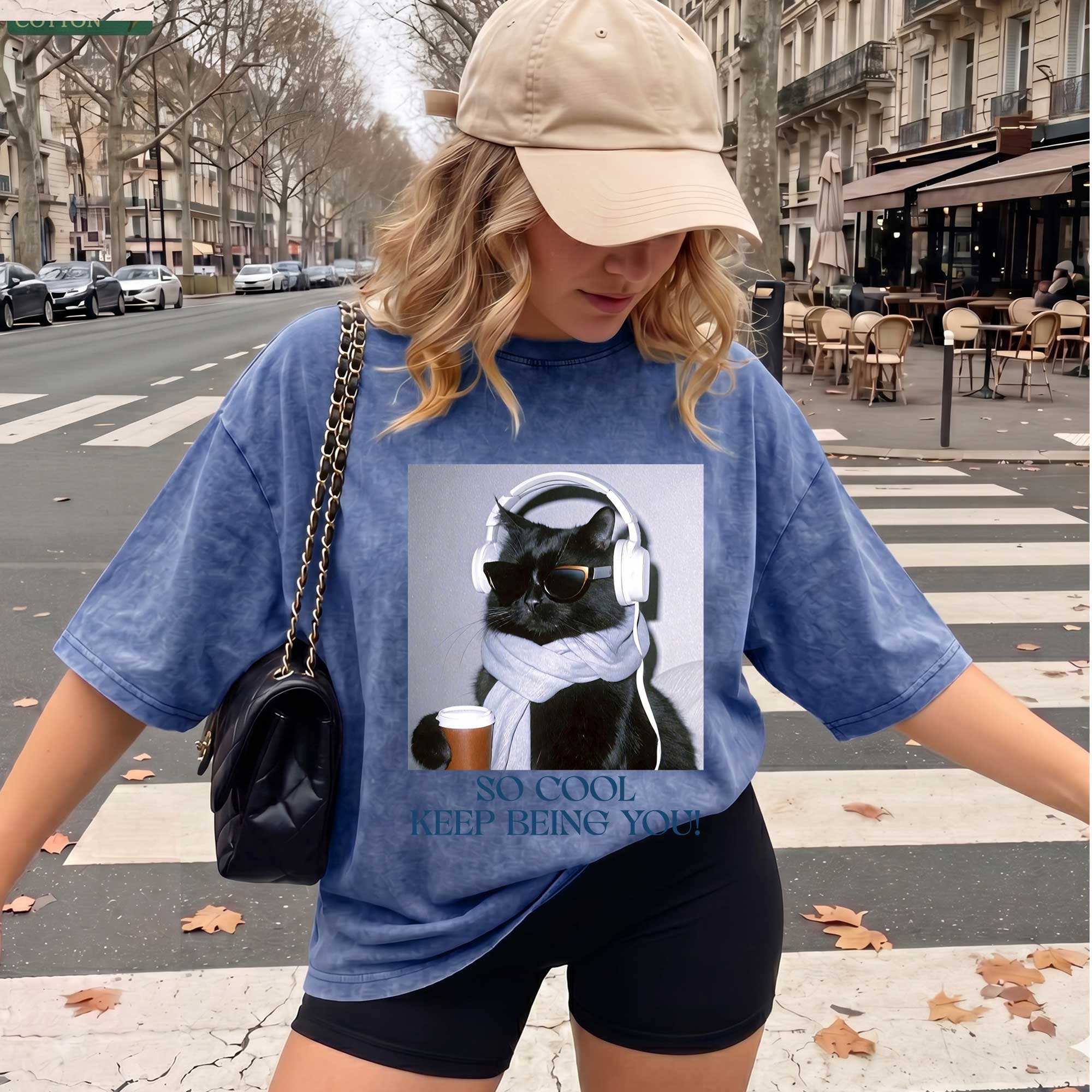 Funny Black Cat "So Cool Keep Being You"  T-Shirt