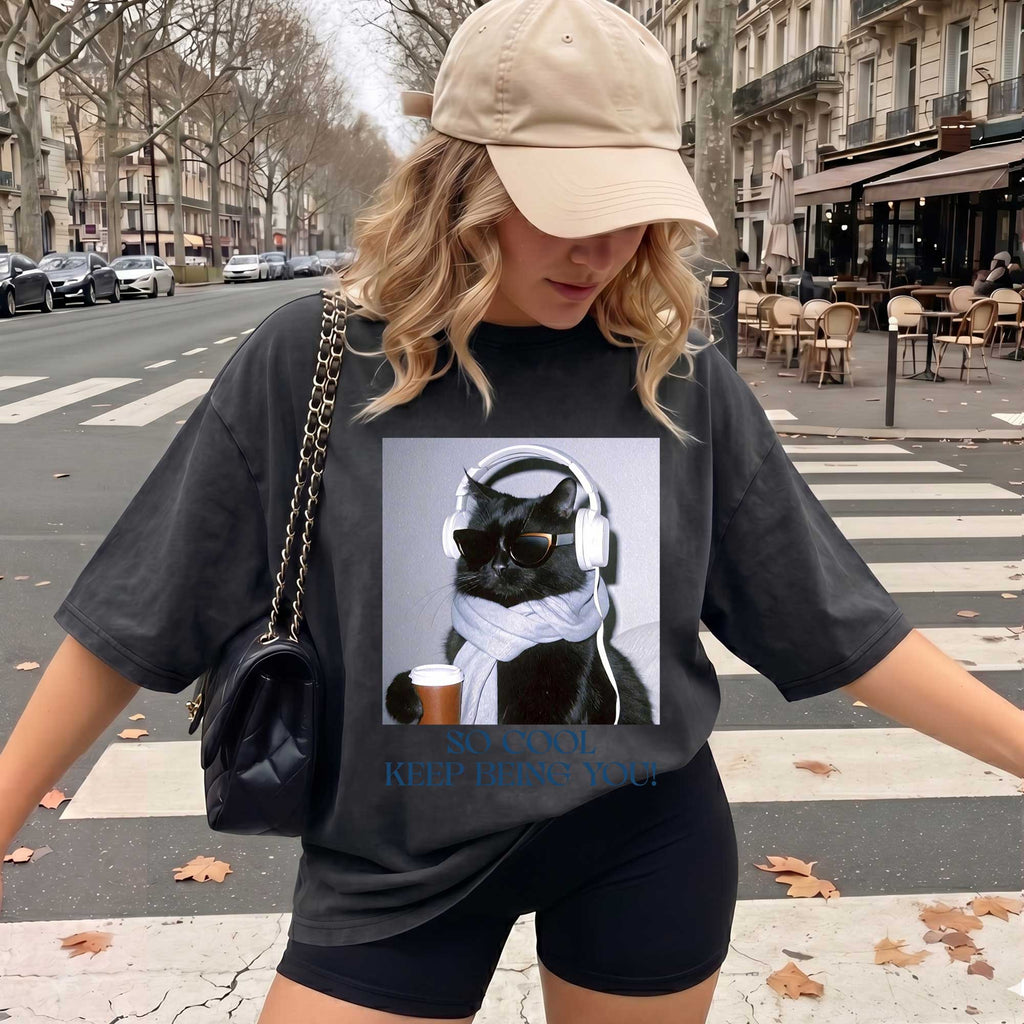 Funny Black Cat "So Cool Keep Being You"  T-Shirt