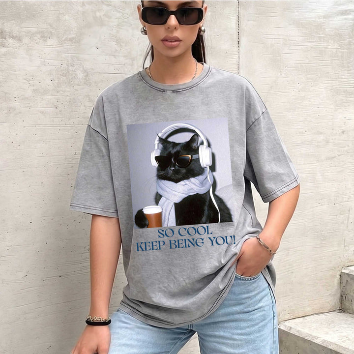 Funny Black Cat "So Cool Keep Being You"  T-Shirt