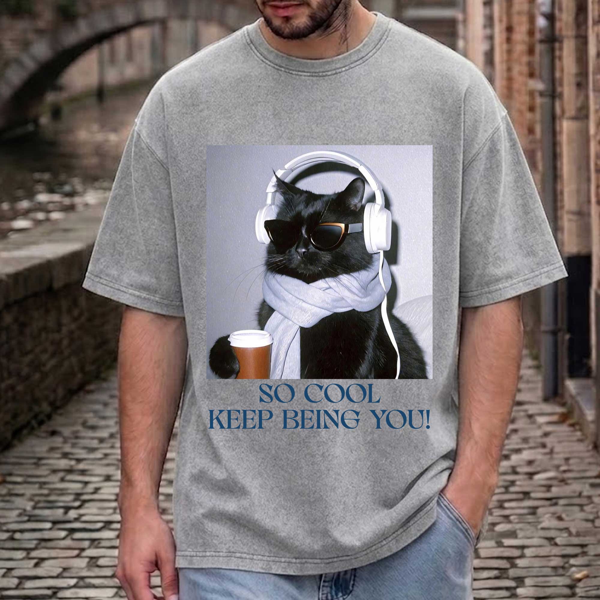 Funny Black Cat "So Cool Keep Being You"  T-Shirt