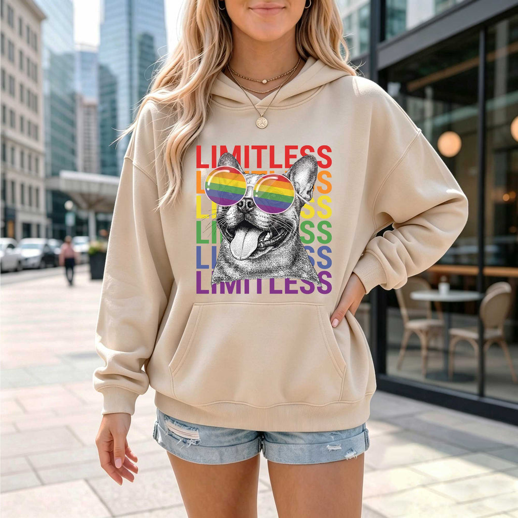 Limitless Dog Graphic Hoodie, Rainbow Dog Lover Sweatshirt