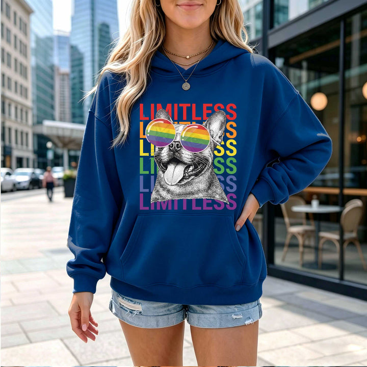 Limitless Dog Graphic Hoodie, Rainbow Dog Lover Sweatshirt