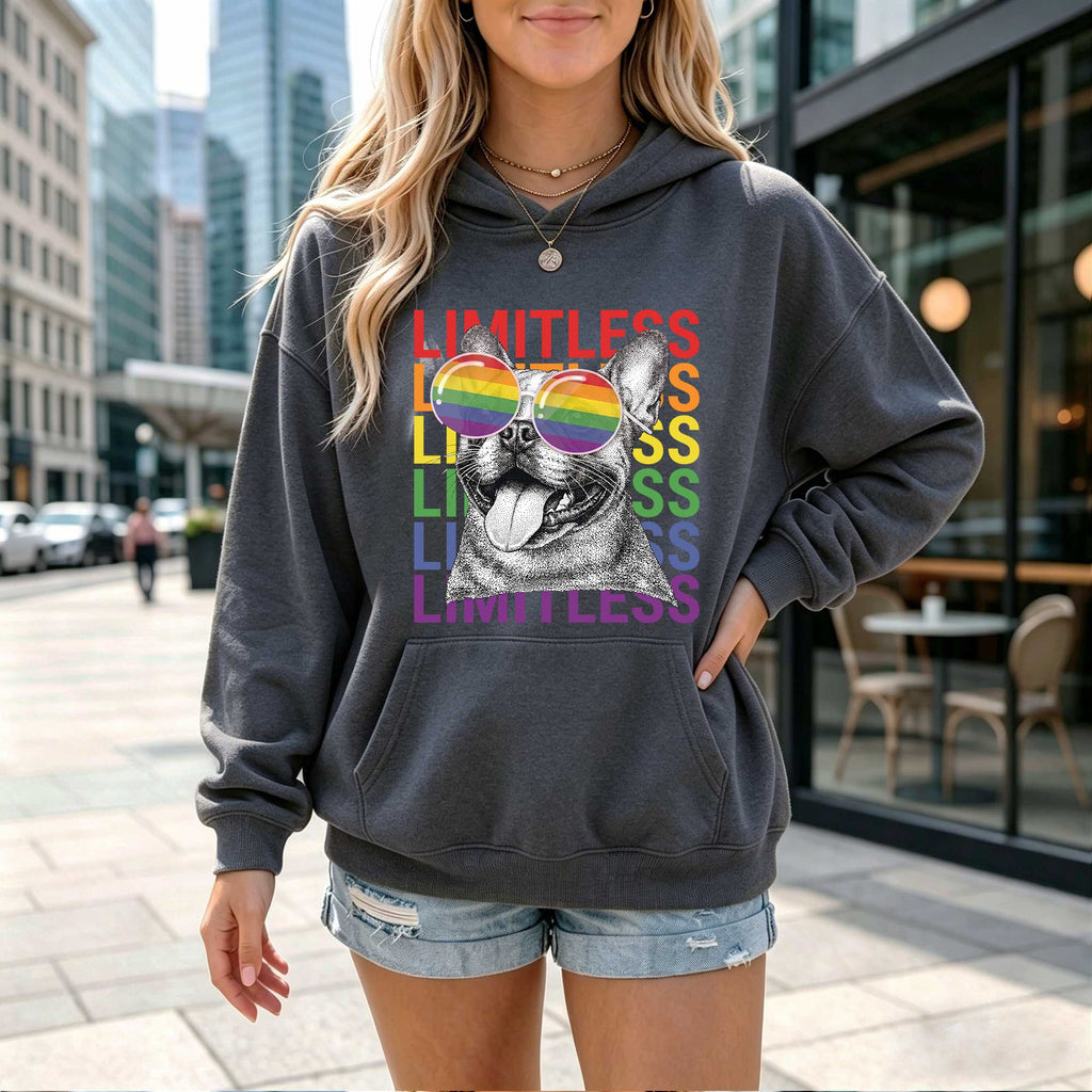 Limitless Dog Graphic Hoodie, Rainbow Dog Lover Sweatshirt