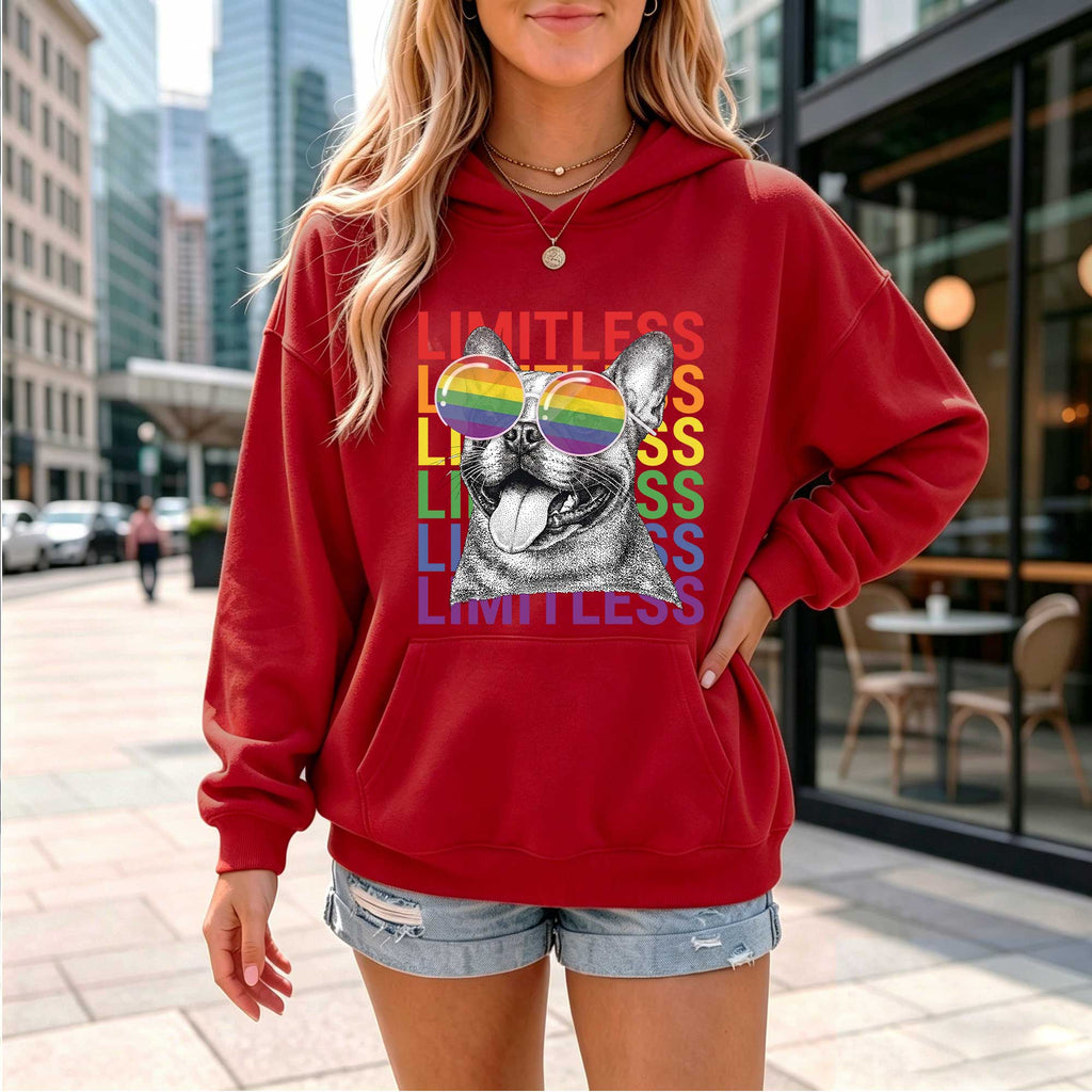 Limitless Dog Graphic Hoodie, Rainbow Dog Lover Sweatshirt