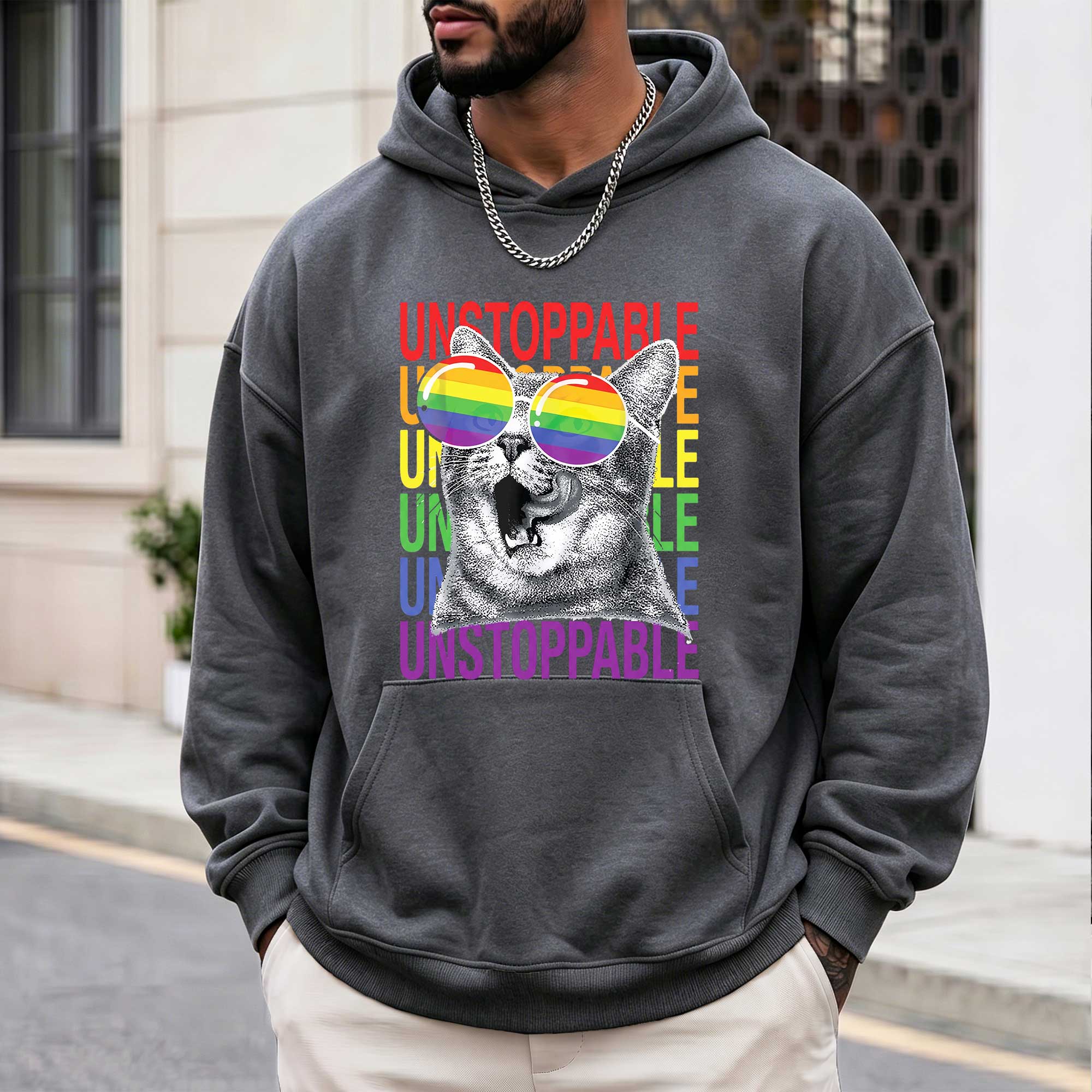 Unstoppable Cat Rainbow Pride Hoodie