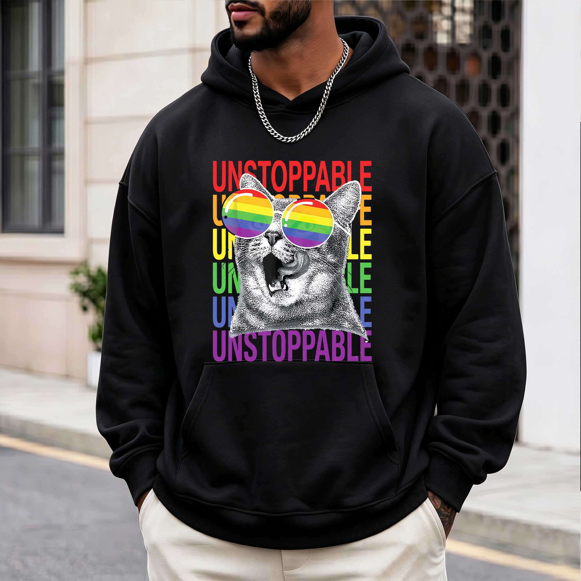 Unstoppable Cat Rainbow Pride Hoodie