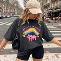 Brighter Days Black Cat Vintage T-shirt, Oversized Washed Graphic Tee