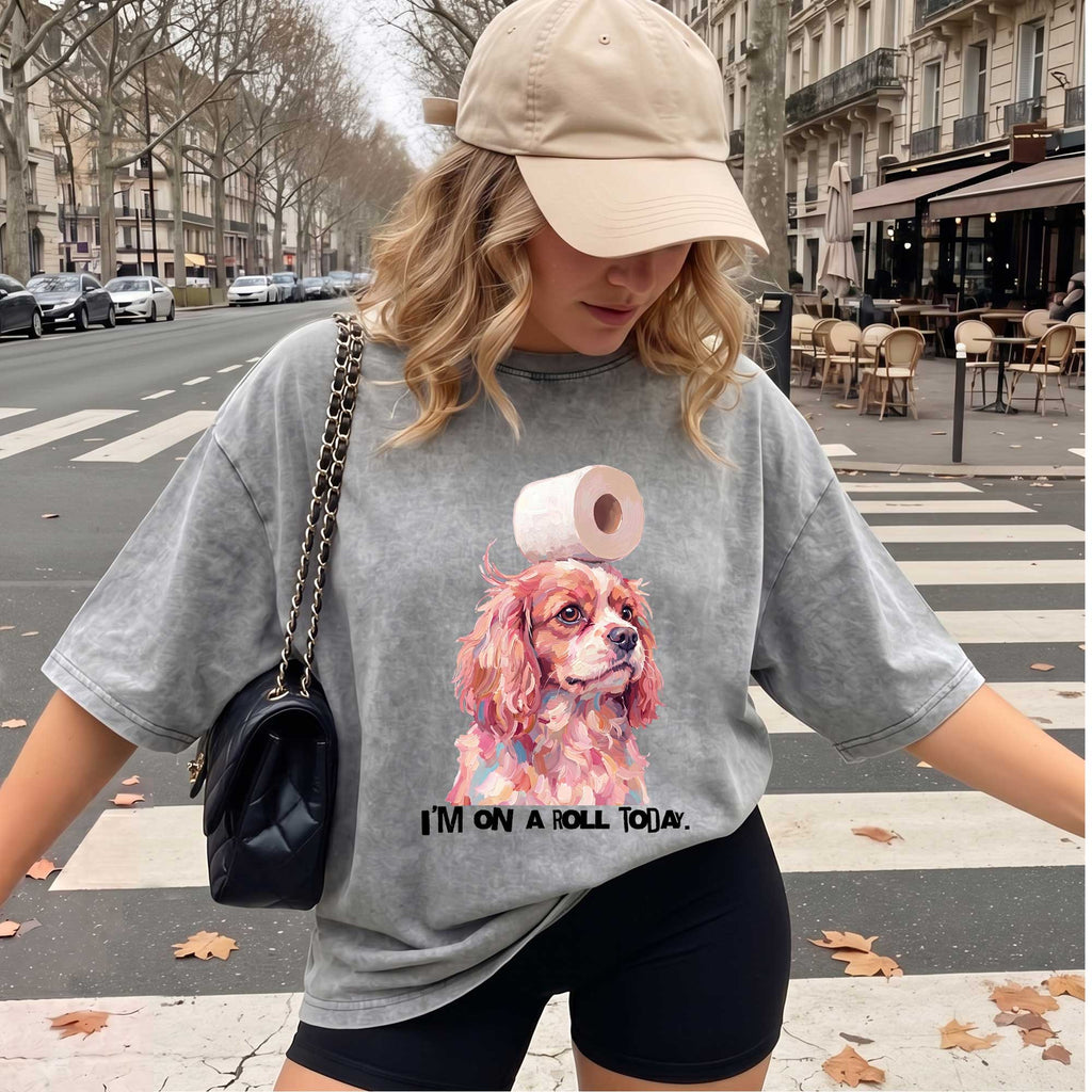 Funny Dog "I'm On A Roll" Graphic T-shirt