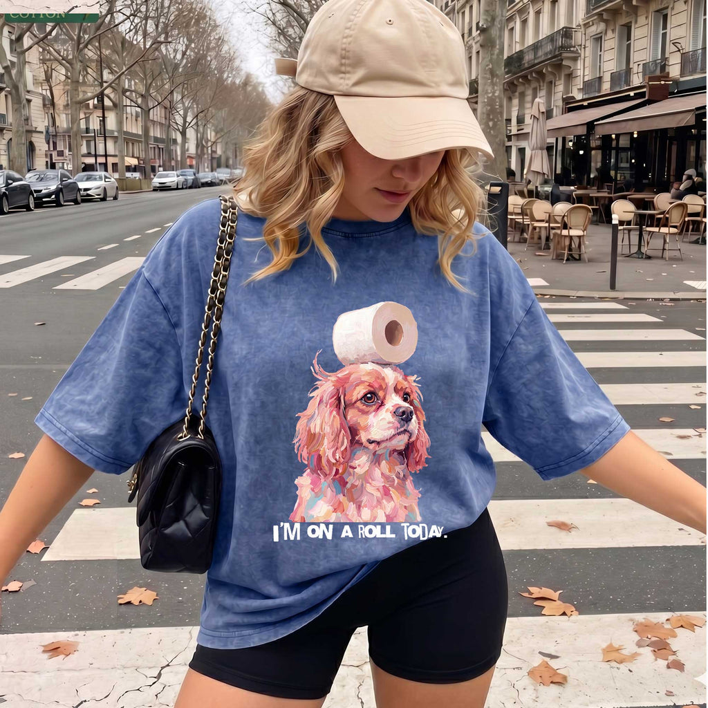 Funny Dog "I'm On A Roll" Graphic T-shirt