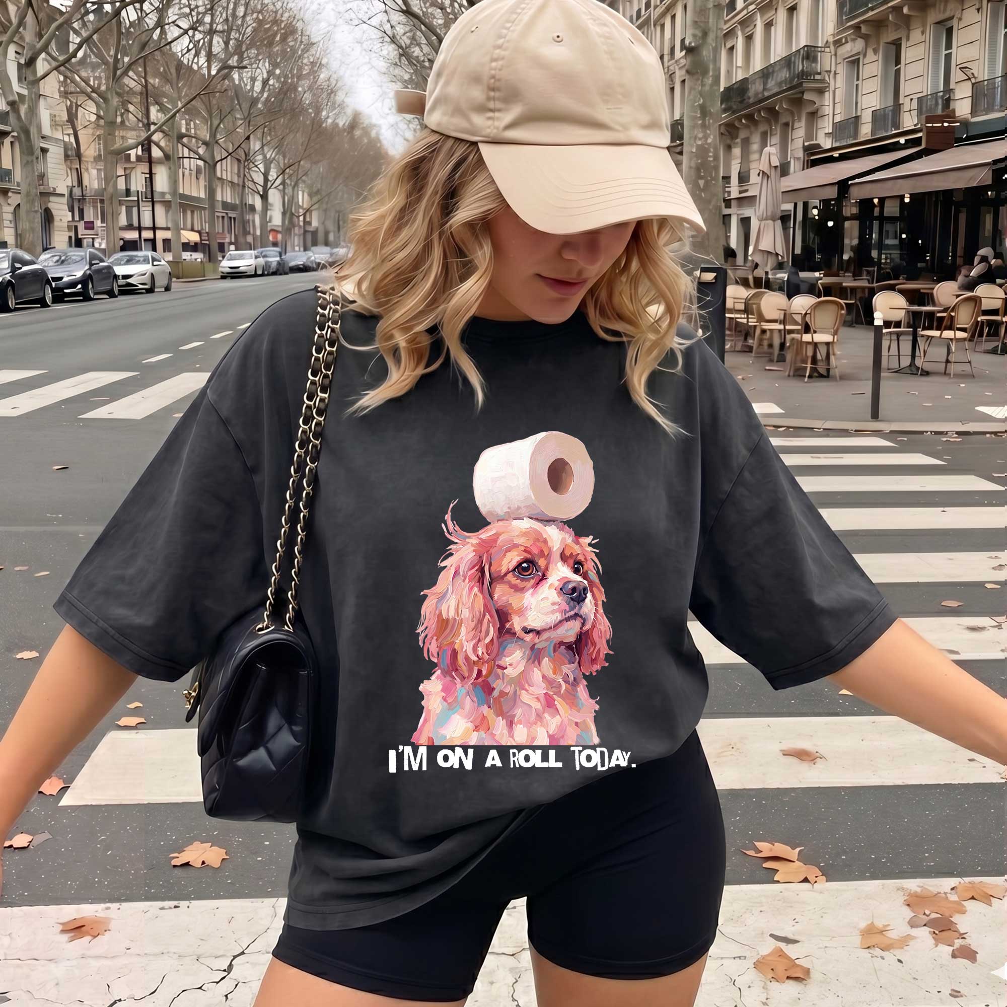 Funny Dog "I'm On A Roll" Graphic T-shirt