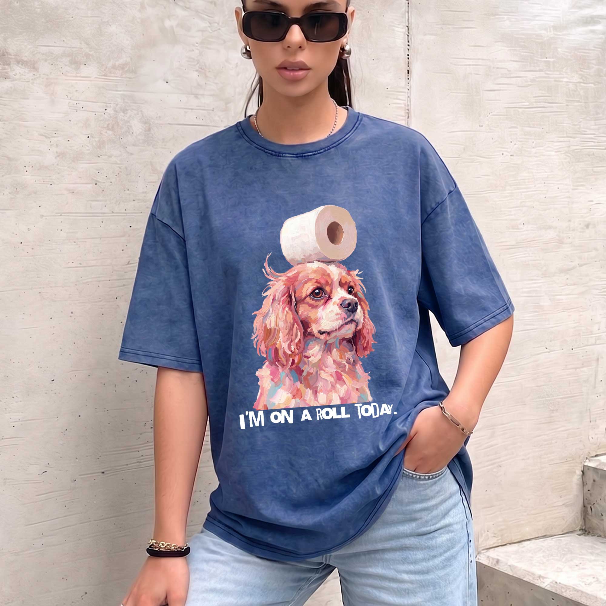 Funny Dog "I'm On A Roll" Graphic T-shirt