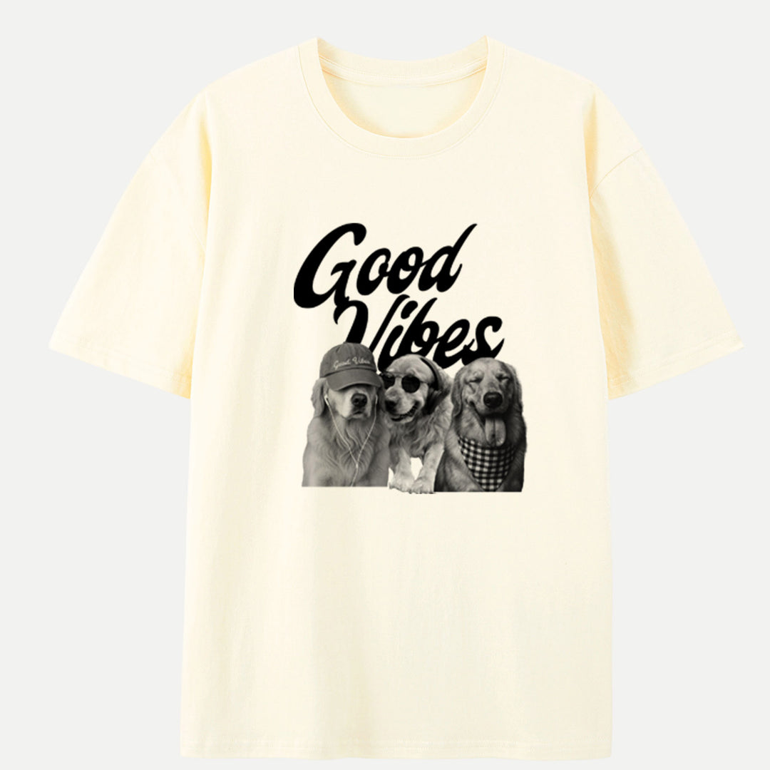 Good Vibes Dog Graphic Vintage T-Shirt