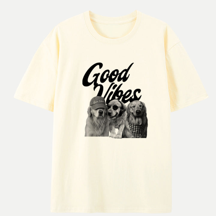 Good Vibes Dog Graphic Vintage T-Shirt