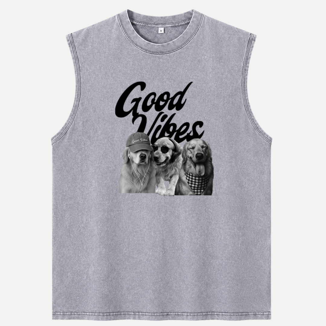 Good Vibes Dog Graphic Vintage T-Shirt