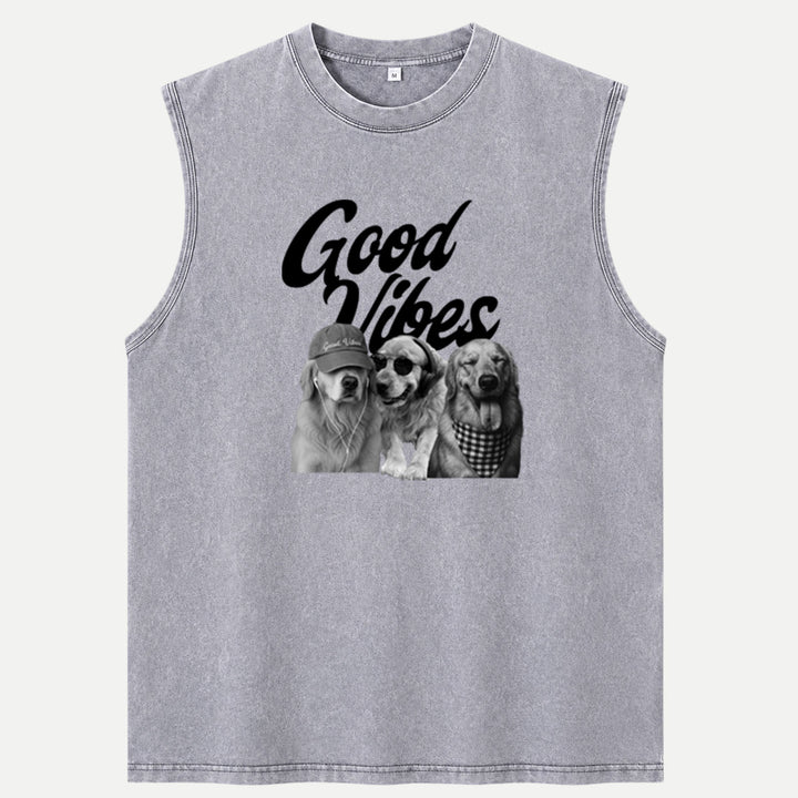 Good Vibes Dog Graphic Vintage T-Shirt