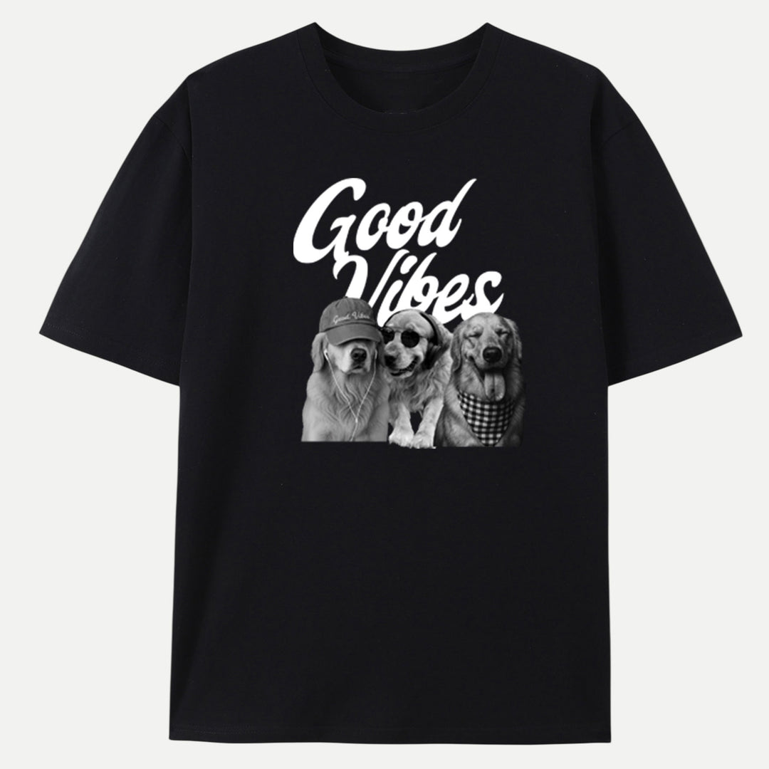 Good Vibes Dog Graphic Vintage T-Shirt