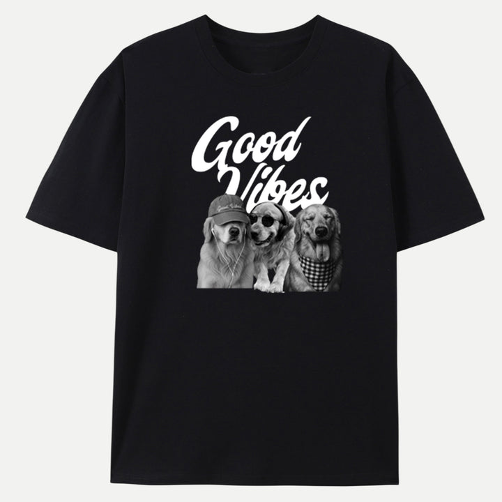 Good Vibes Dog Graphic Vintage T-Shirt