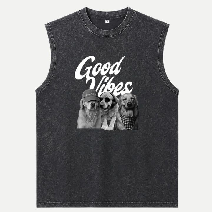 Good Vibes Dog Graphic Vintage T-Shirt