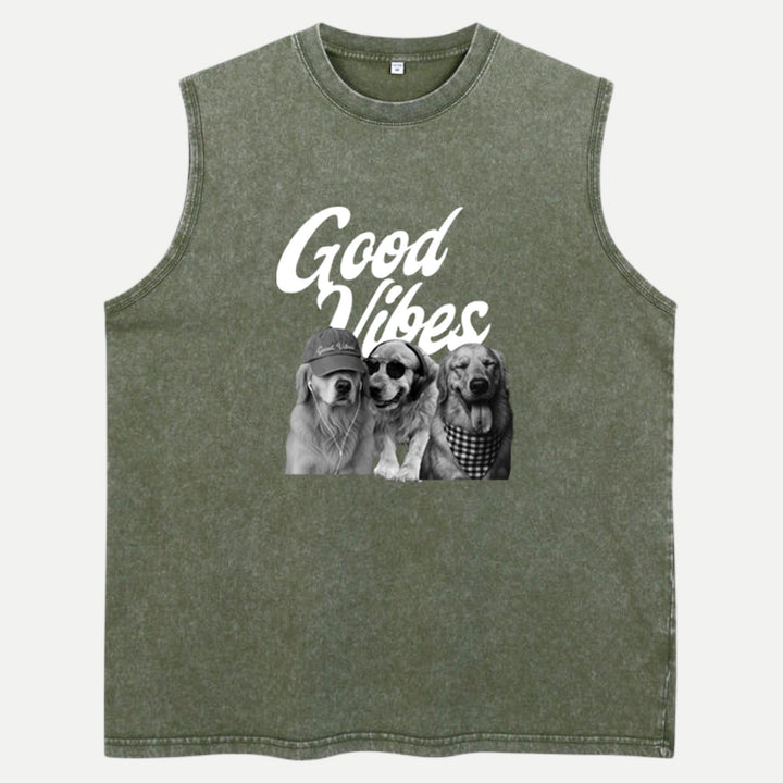 Good Vibes Dog Graphic Vintage T-Shirt