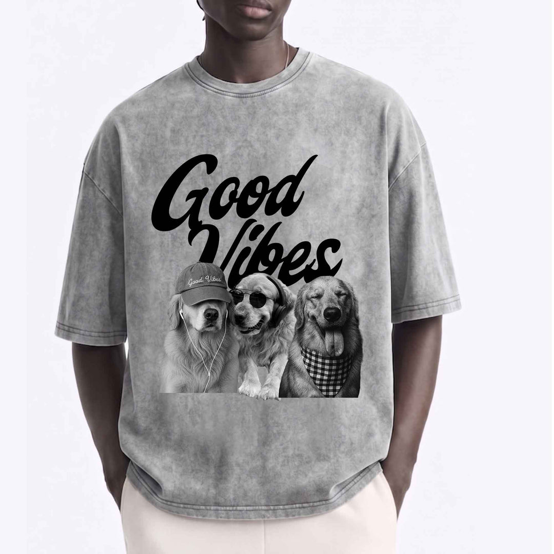 Funny Golden Retriever "Good Vibes"  T-Shirt