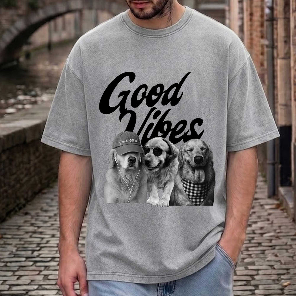 Funny Golden Retriever "Good Vibes"  T-Shirt