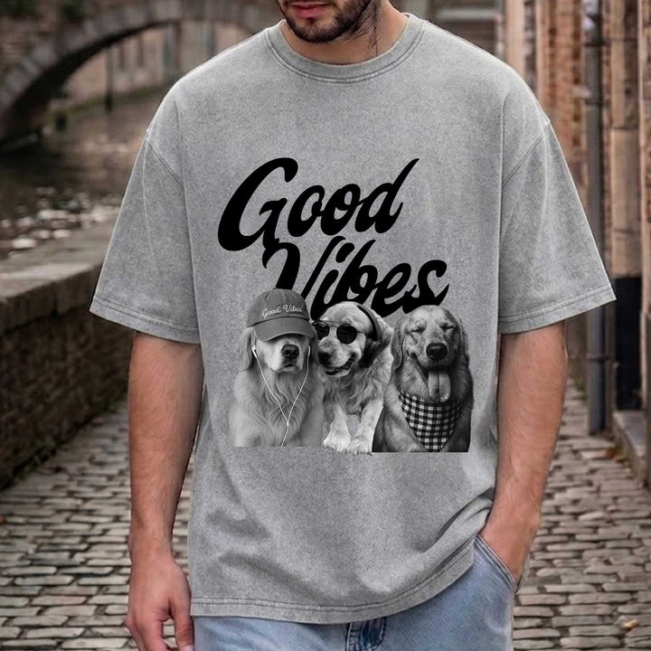 Funny Golden Retriever "Good Vibes"  T-Shirt