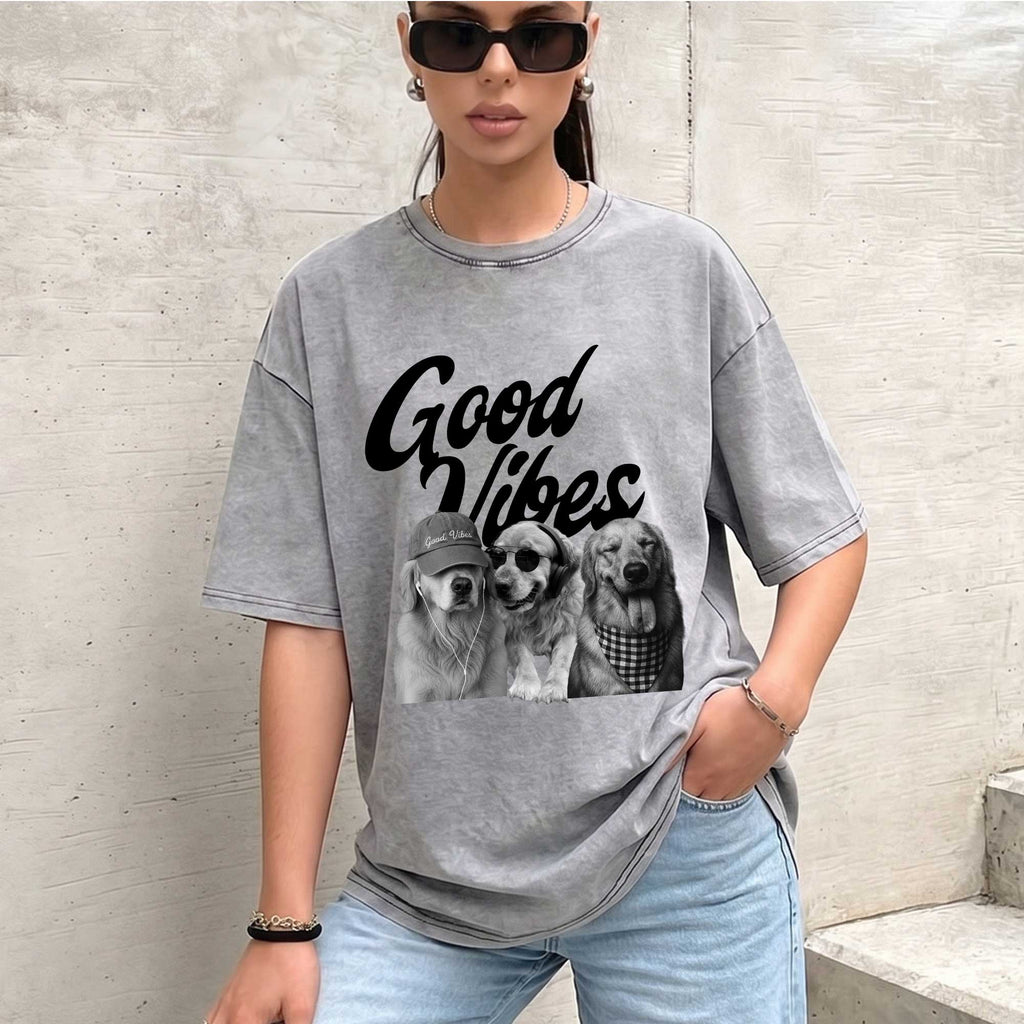 Funny Golden Retriever "Good Vibes"  T-Shirt