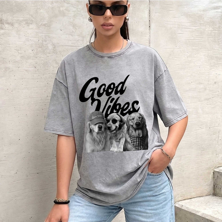 Funny Golden Retriever "Good Vibes"  T-Shirt