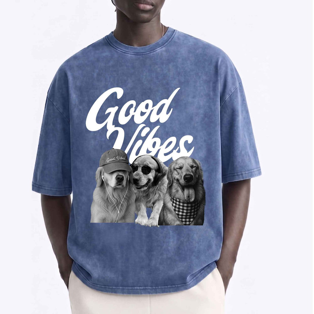 Funny Golden Retriever "Good Vibes"  T-Shirt
