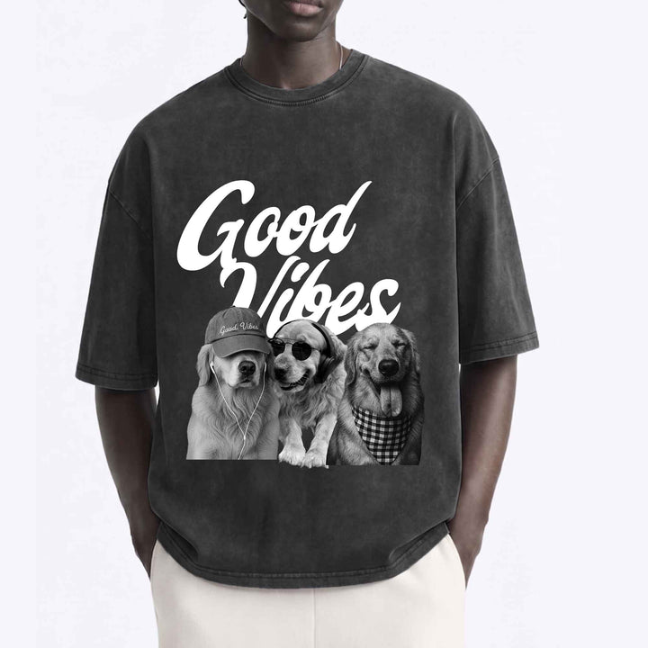 Funny Golden Retriever "Good Vibes"  T-Shirt