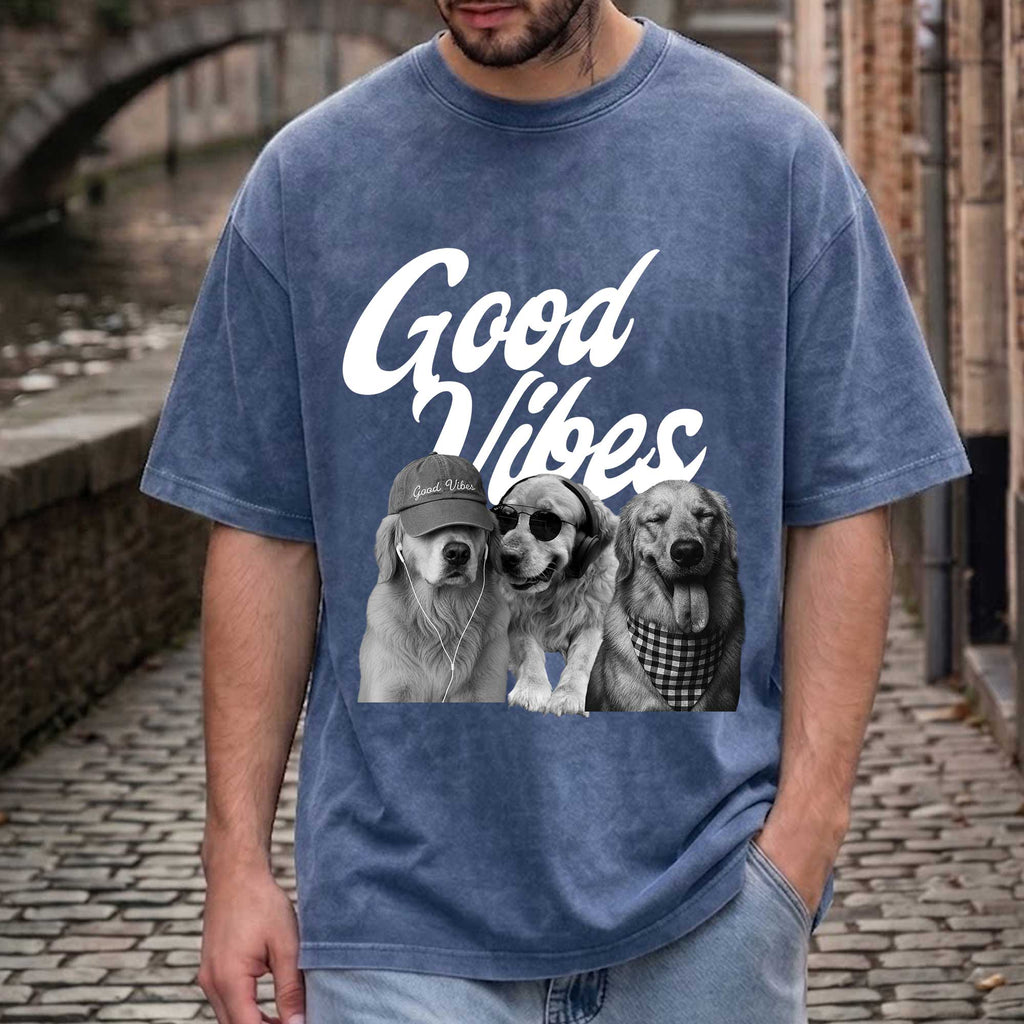 Funny Golden Retriever "Good Vibes"  T-Shirt