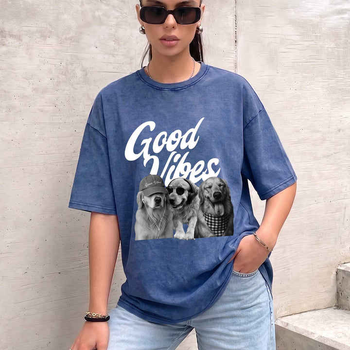 Funny Golden Retriever "Good Vibes"  T-Shirt