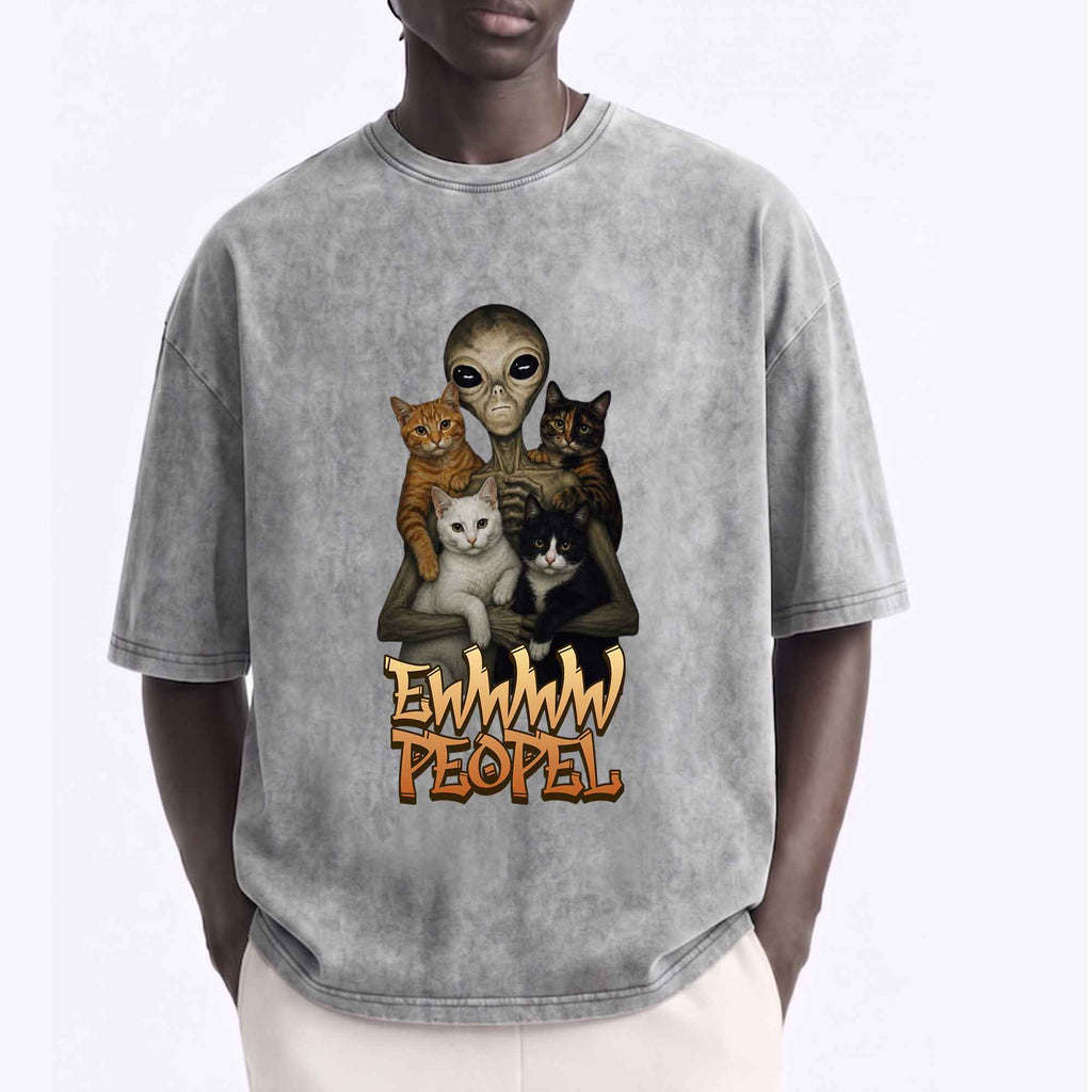 Vintage  Alien "Ewwww People" Cats Graphic T-Shirt