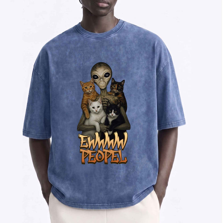 Vintage  Alien "Ewwww People" Cats Graphic T-Shirt