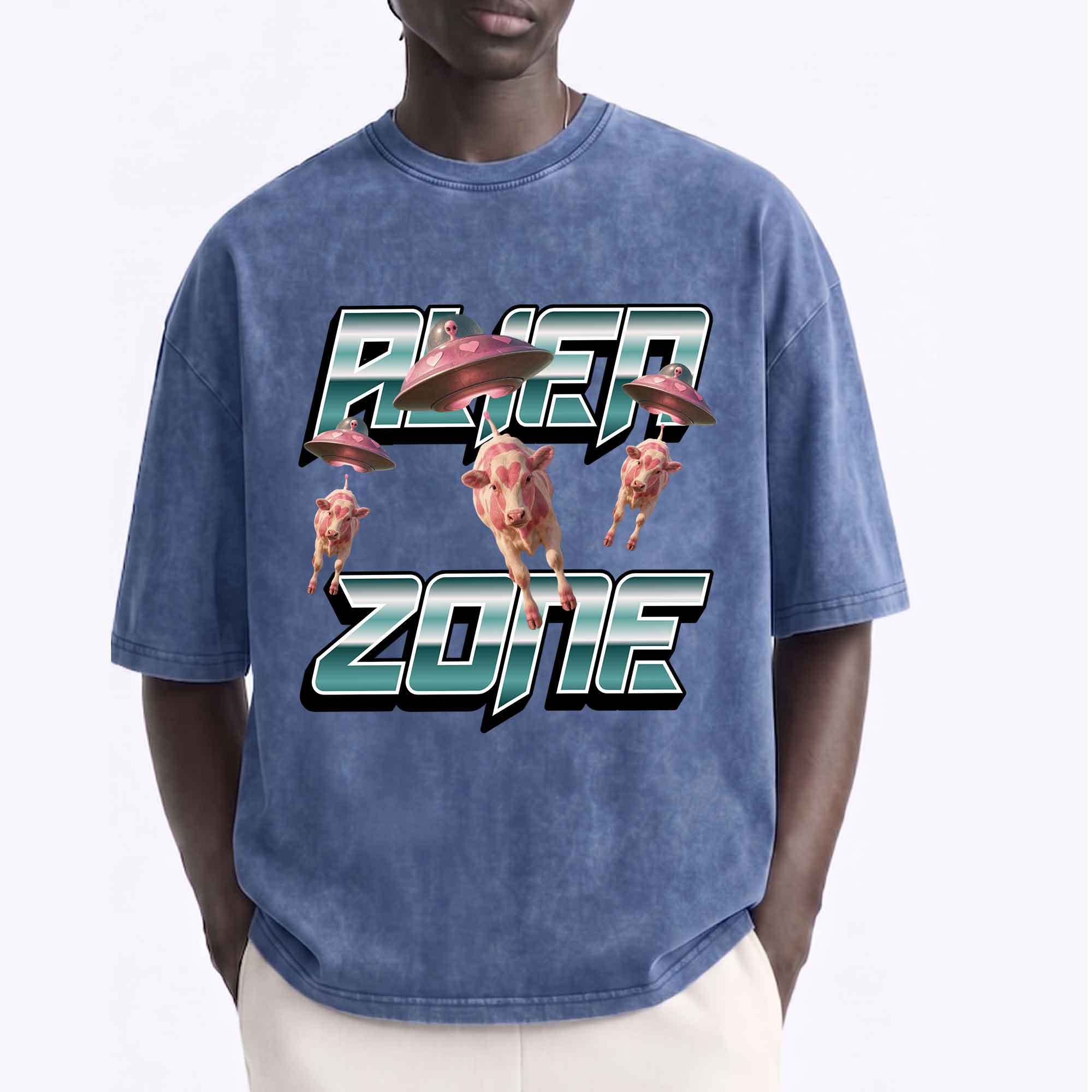 Funny Alien UFO Abduction "Alien Zone" Cows  T-Shirt