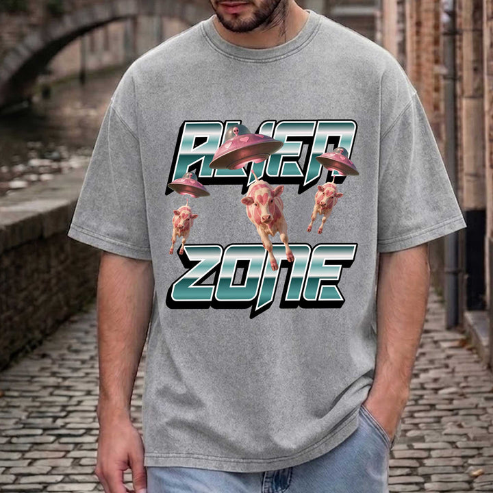 Funny Alien UFO Abduction "Alien Zone" Cows  T-Shirt