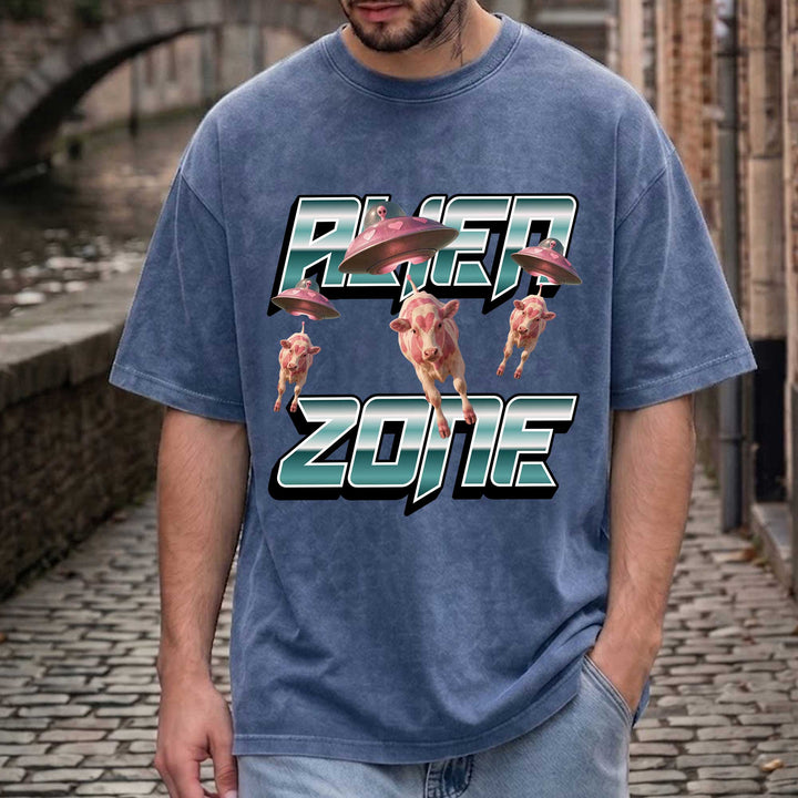 Funny Alien UFO Abduction "Alien Zone" Cows  T-Shirt