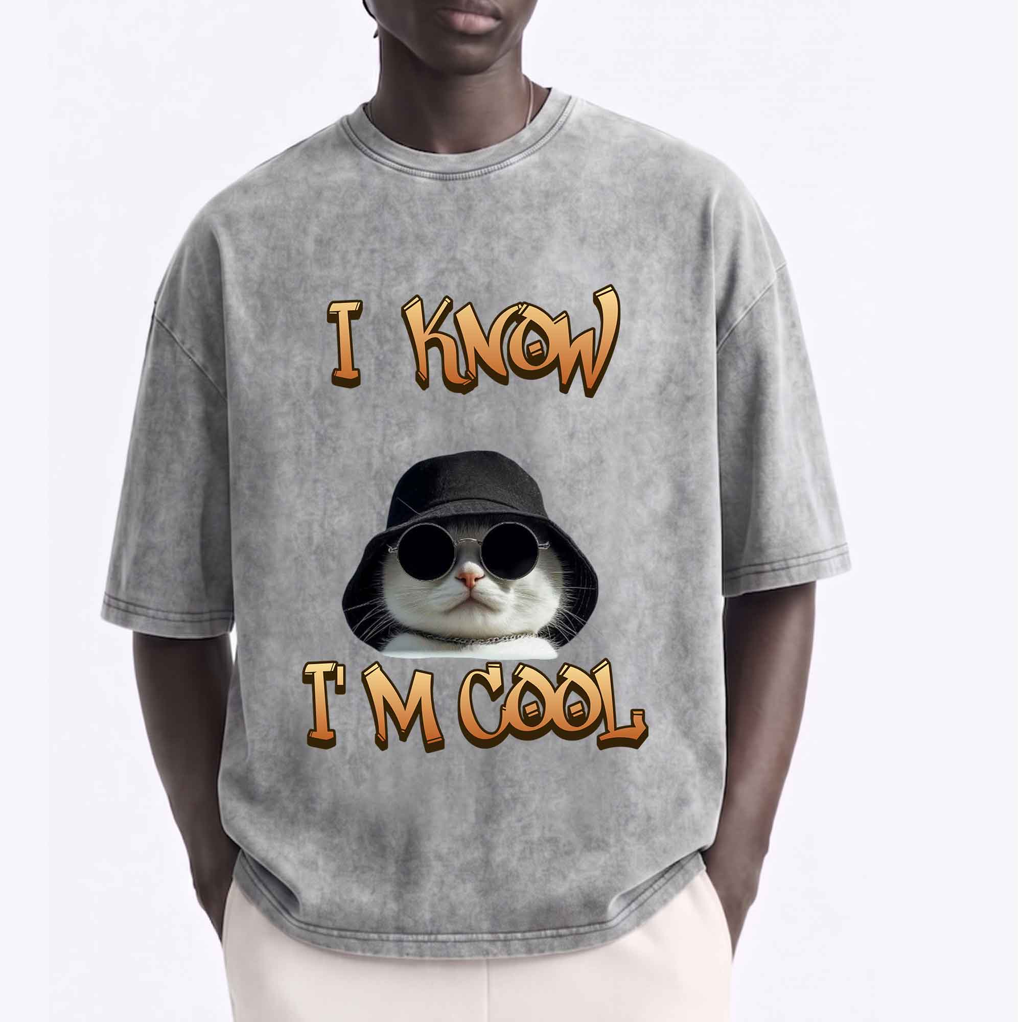 Funny Cat "I Know I'M COOL" Graphic T-Shirt