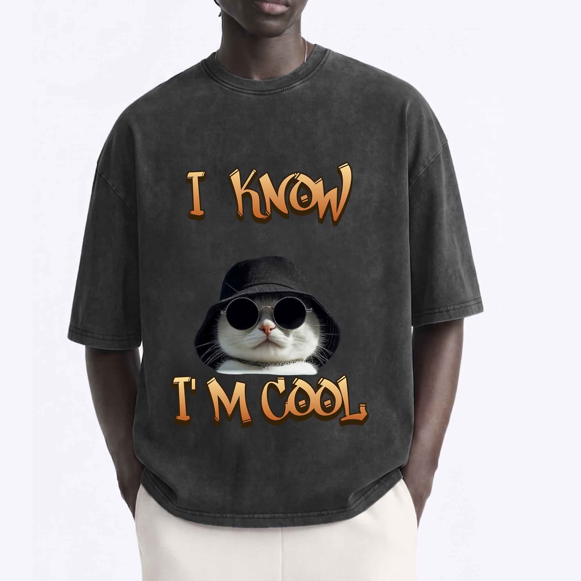 Funny Cat "I Know I'M COOL" Graphic T-Shirt