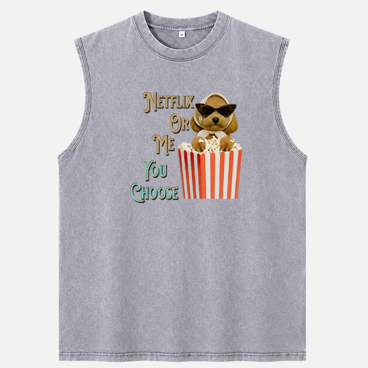 Funny Dog "Netflix Or Me" Graphic Vintage T-shirt
