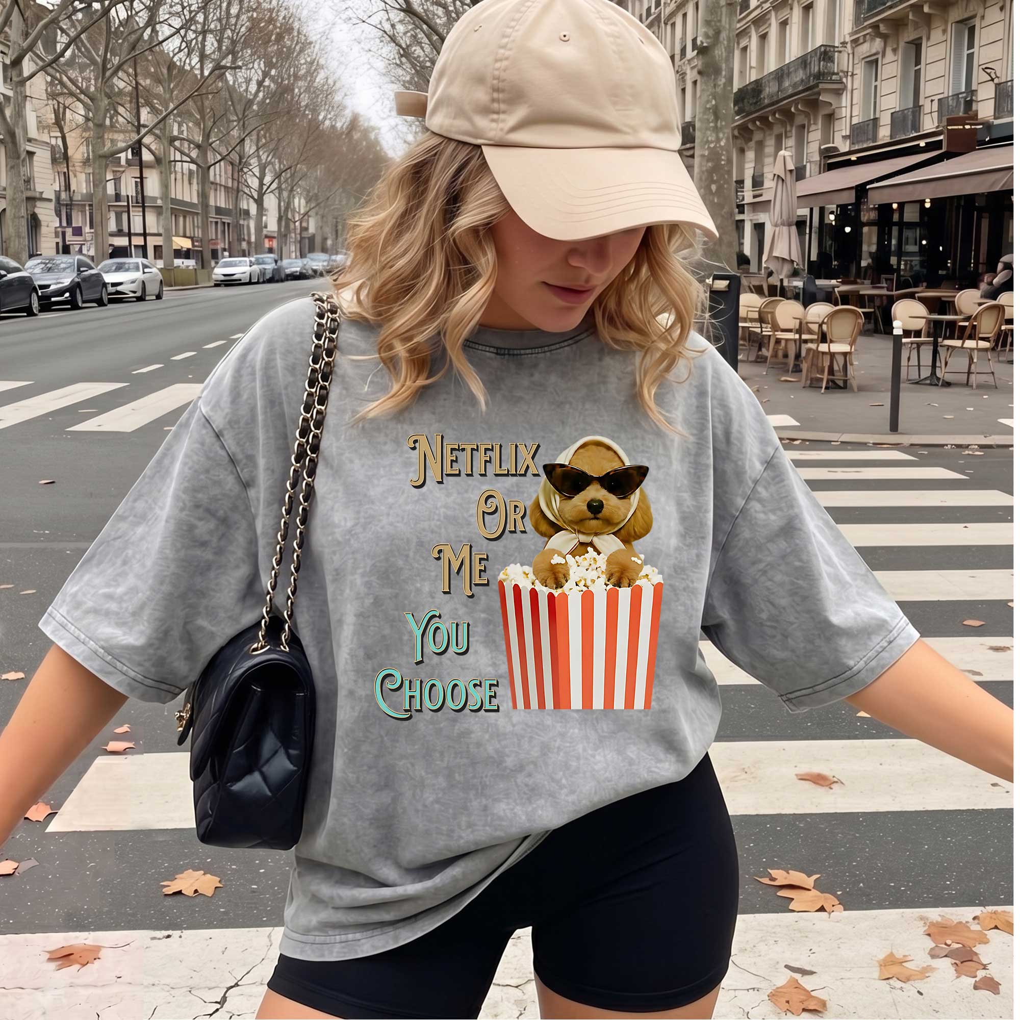 Funny Dog "Netflix Or Me" Graphic T-shirt