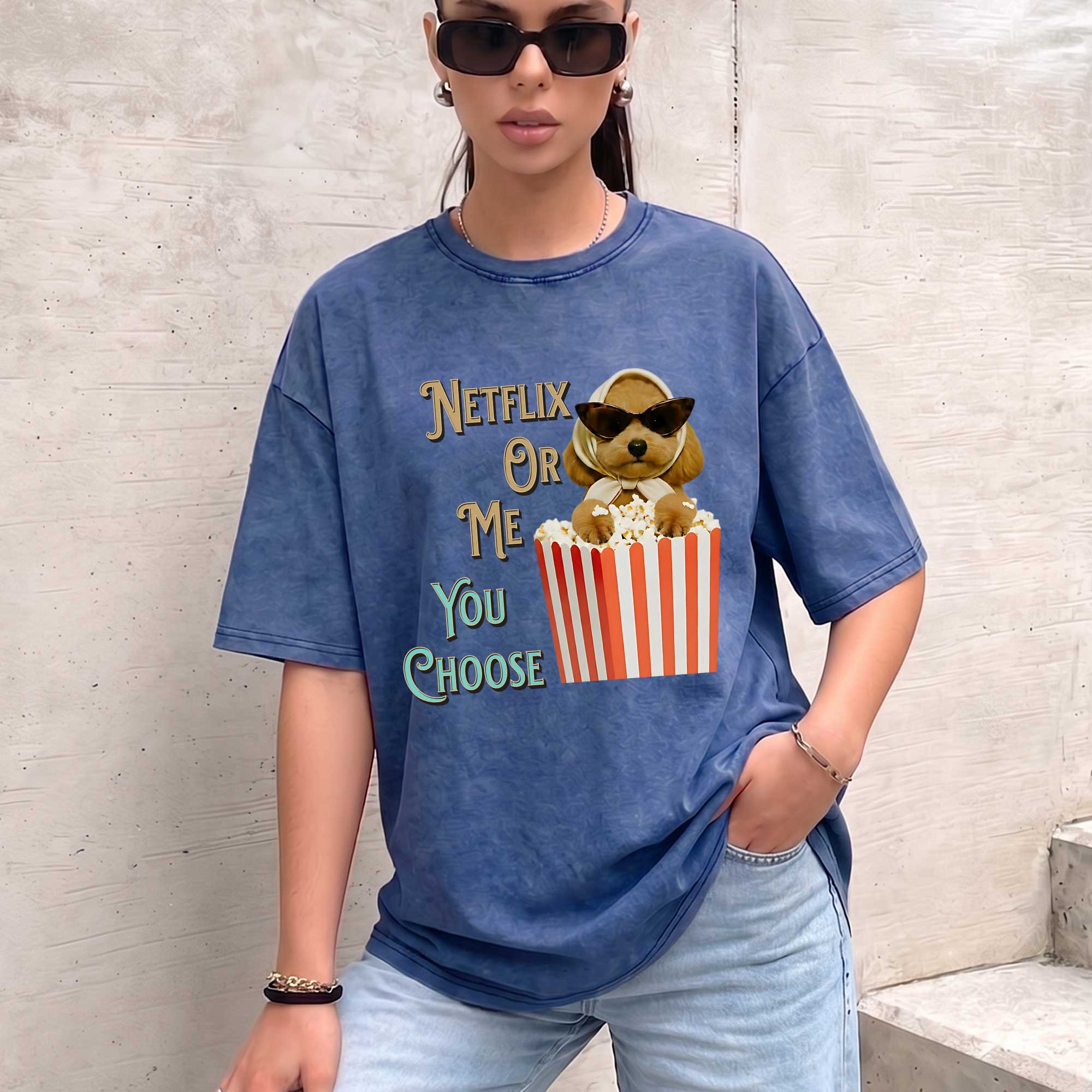 Funny Dog "Netflix Or Me" Graphic T-shirt