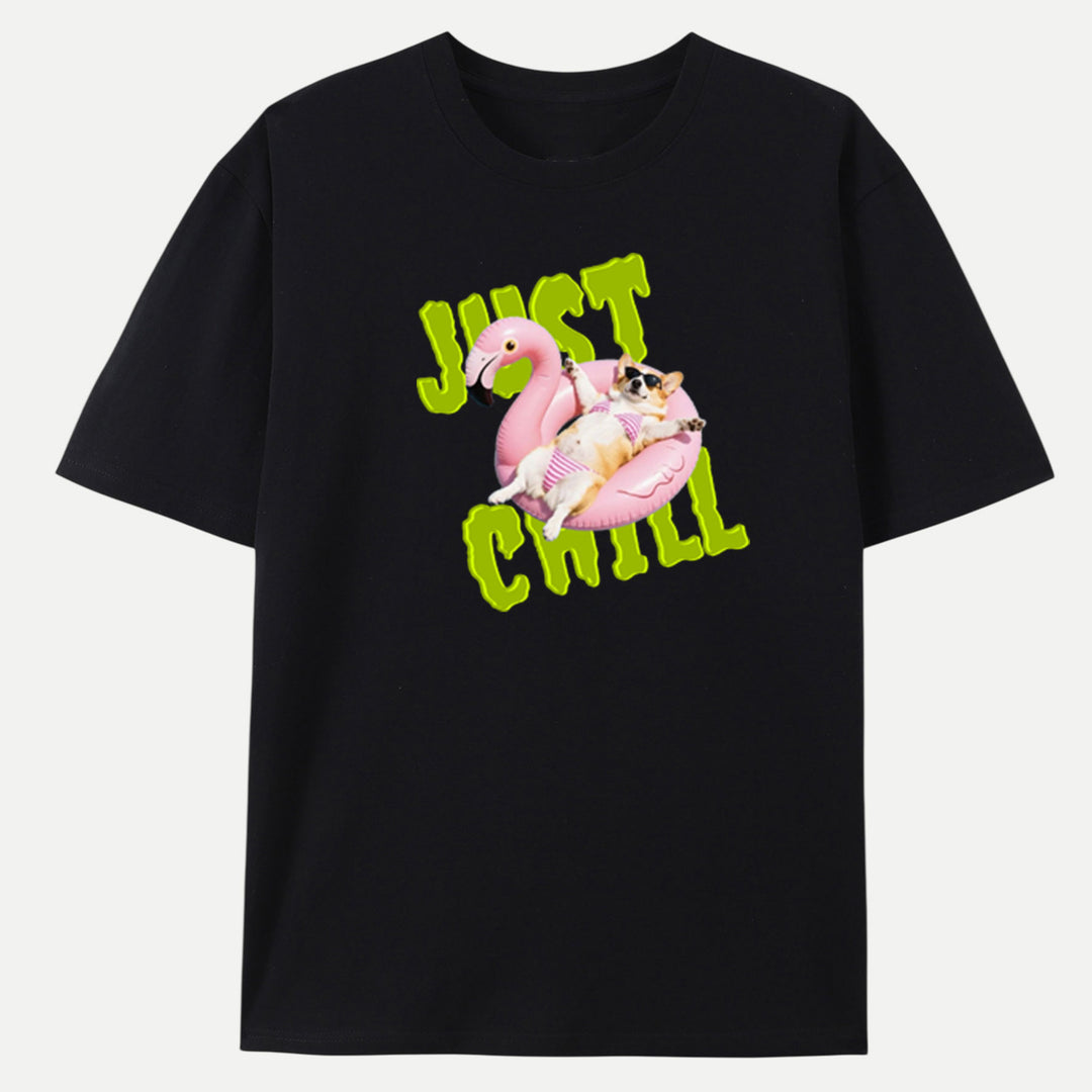 Just Chill Flamingo Dog vintage T-Shirt