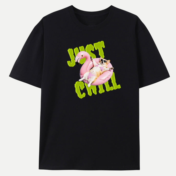 Just Chill Flamingo Dog vintage T-Shirt