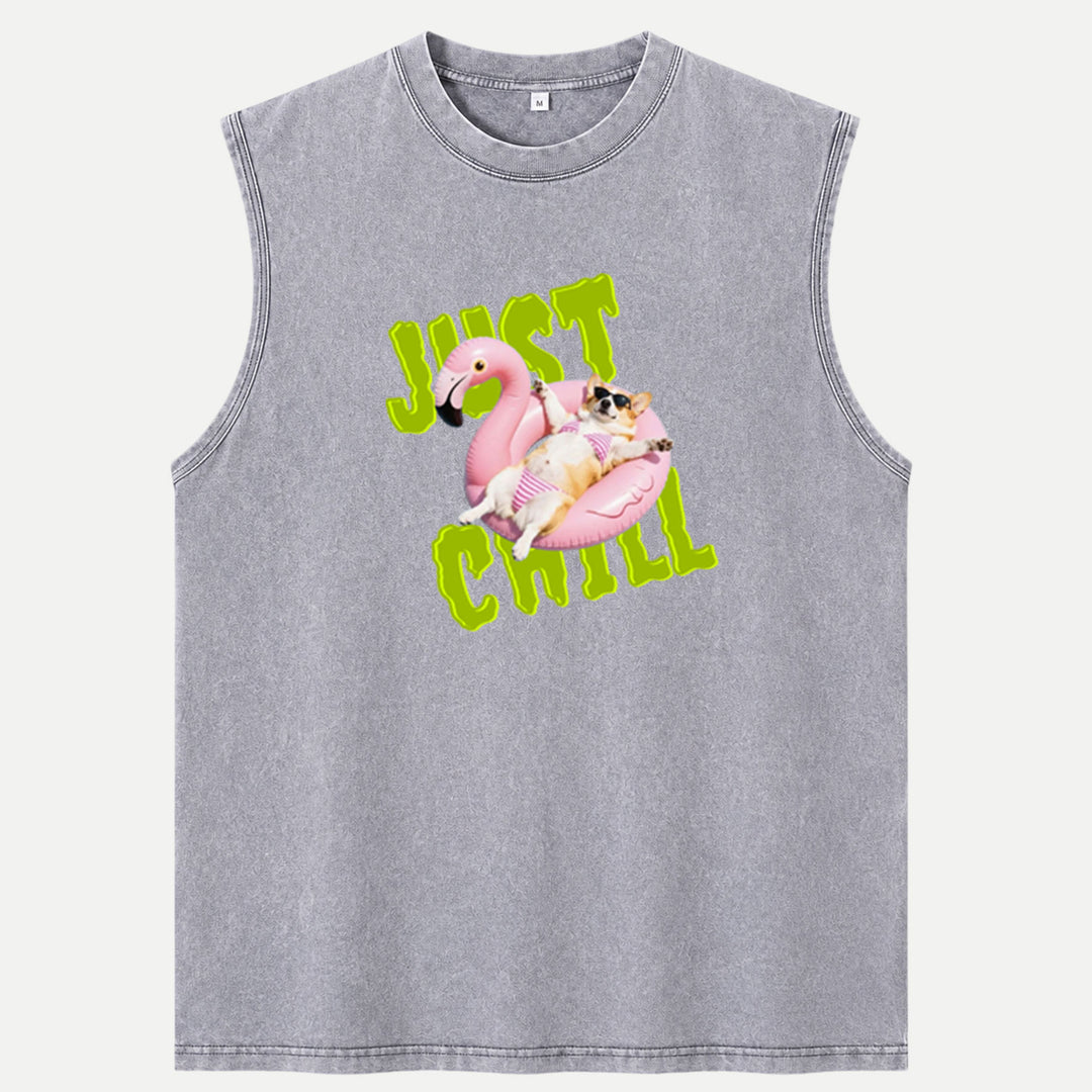 Just Chill Flamingo Dog vintage T-Shirt