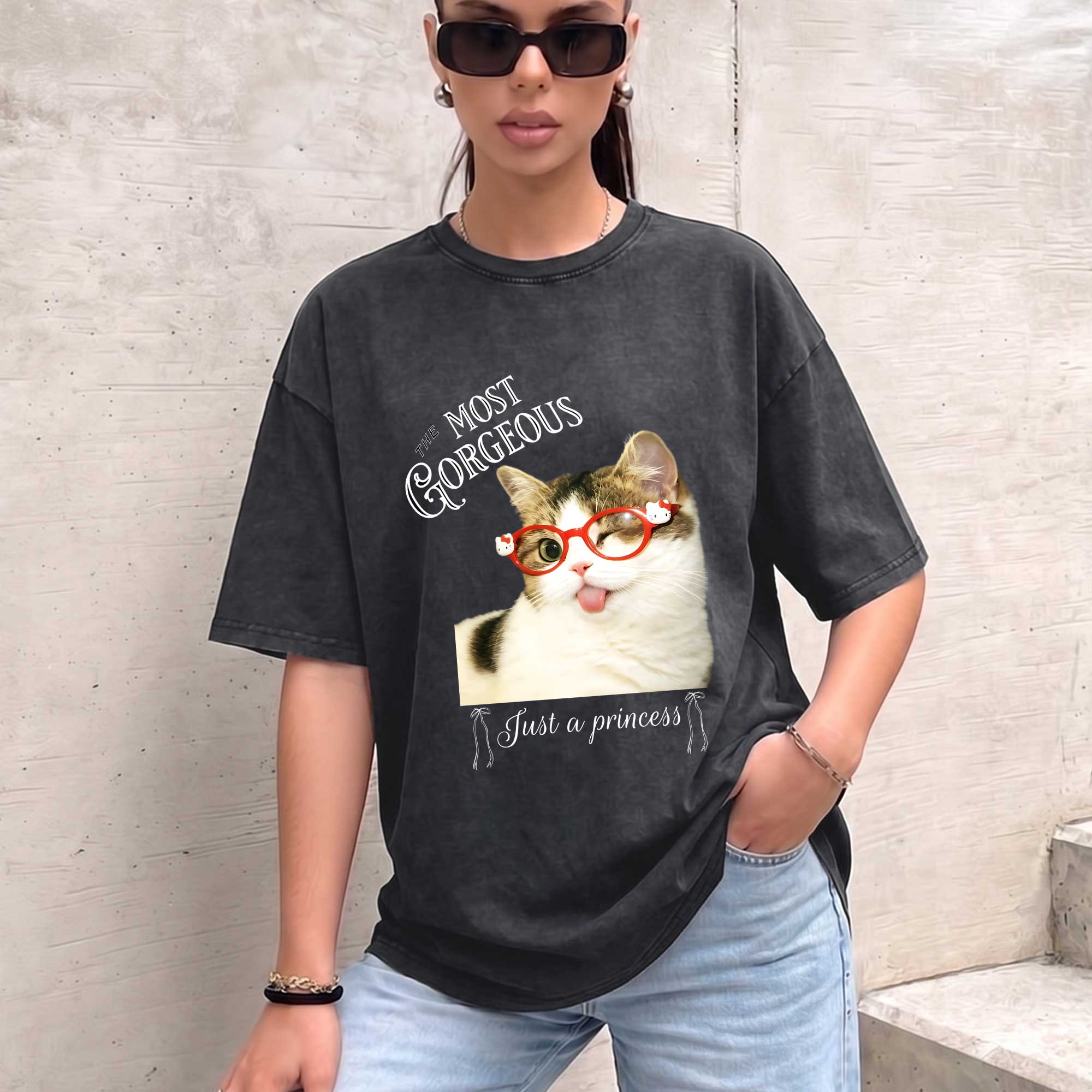 Sassy Cat "The Most Gorgeous" Graphic T-shirt