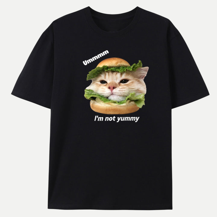 Funny Cat Burger Graphic Vintage T-Shirt