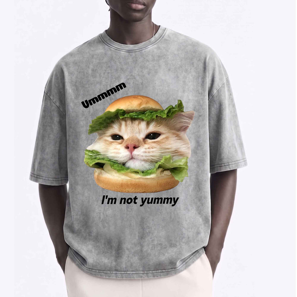 Funny Cat Burger Graphic T-Shirt
