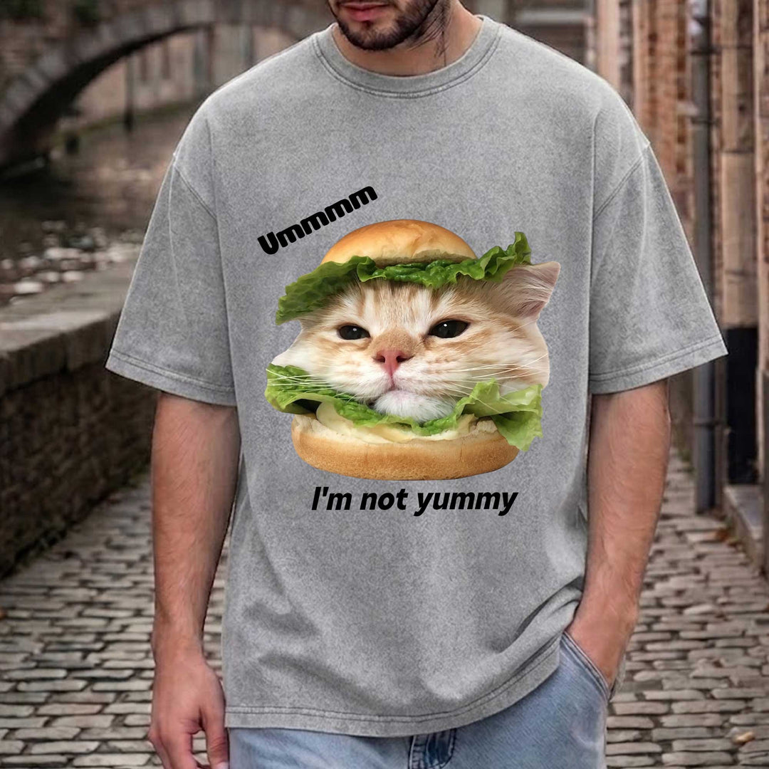 Funny Cat Burger Graphic T-Shirt