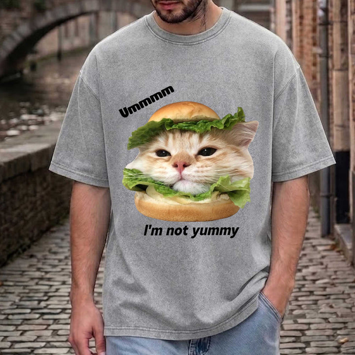 Funny Cat Burger Graphic T-Shirt